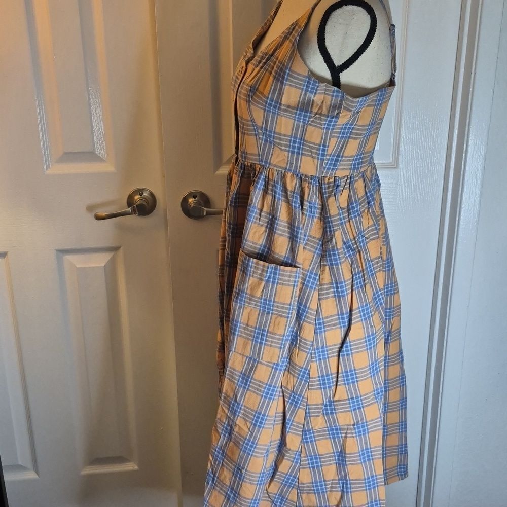 Gilla Sz L Cotton Plaid Button-Down Dress - Picture 3 of 10